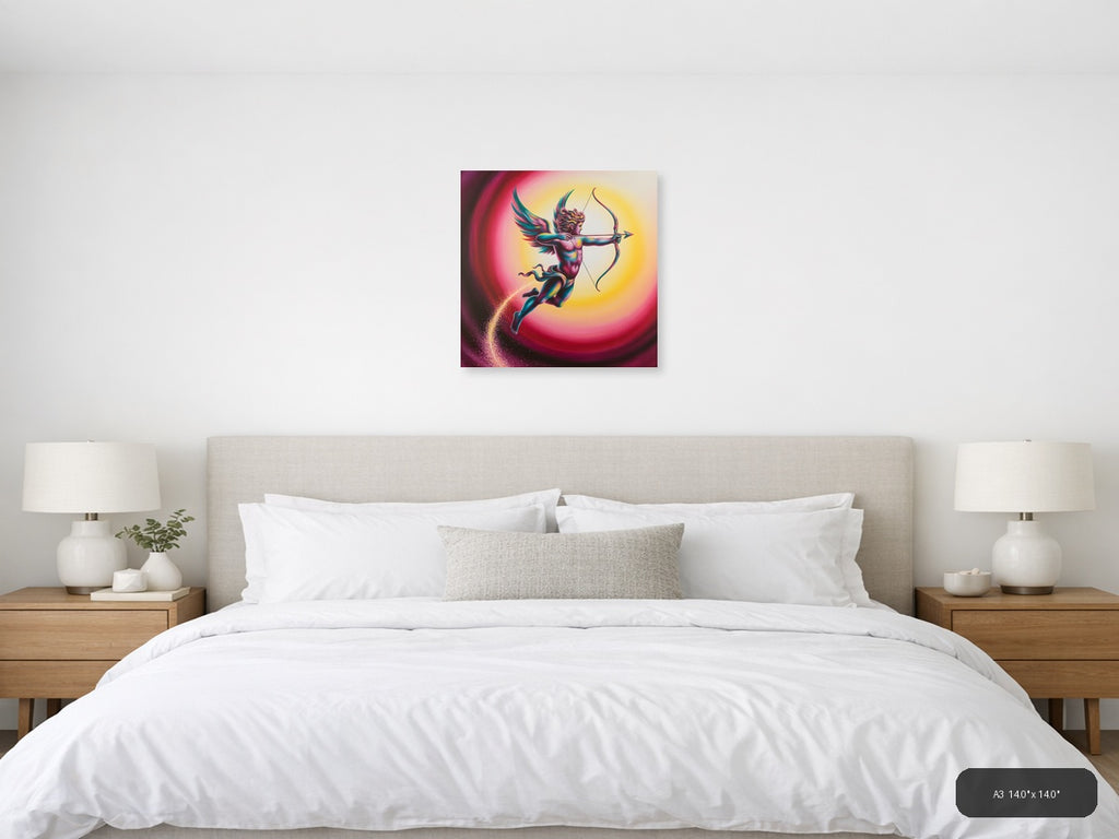 Colorful Cupid Angel with Bow Abstract Wall Art — A3 / Bedroom
