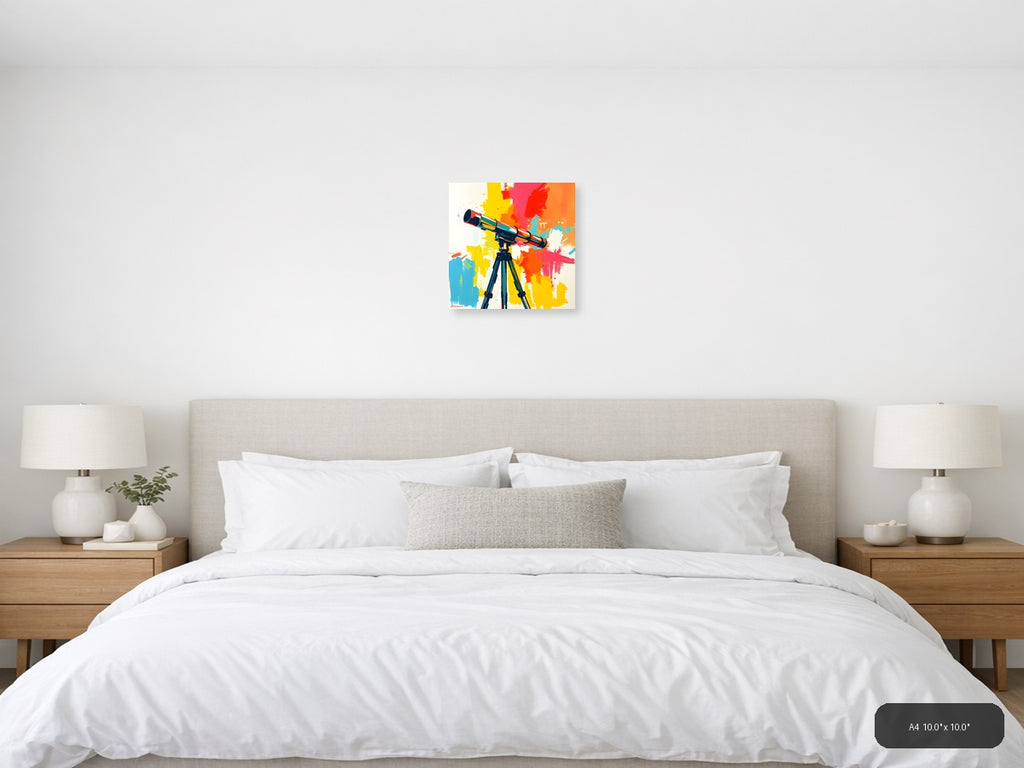 Colorful Telescope Abstract Splatter Wall Art — A4 / Bedroom