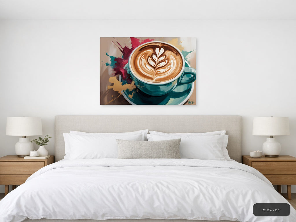 Abstract Coffee Cup Latte Art Splatter Wall Art — A2 / Bedroom
