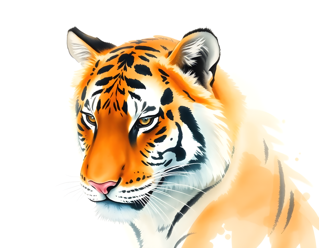 Tiger Portrait Watercolor Wall Art