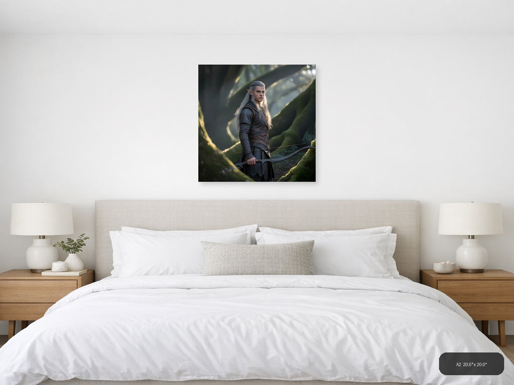 Elven Archer in Enchanted Forest Photography Wall Art — A2 / Bedroom