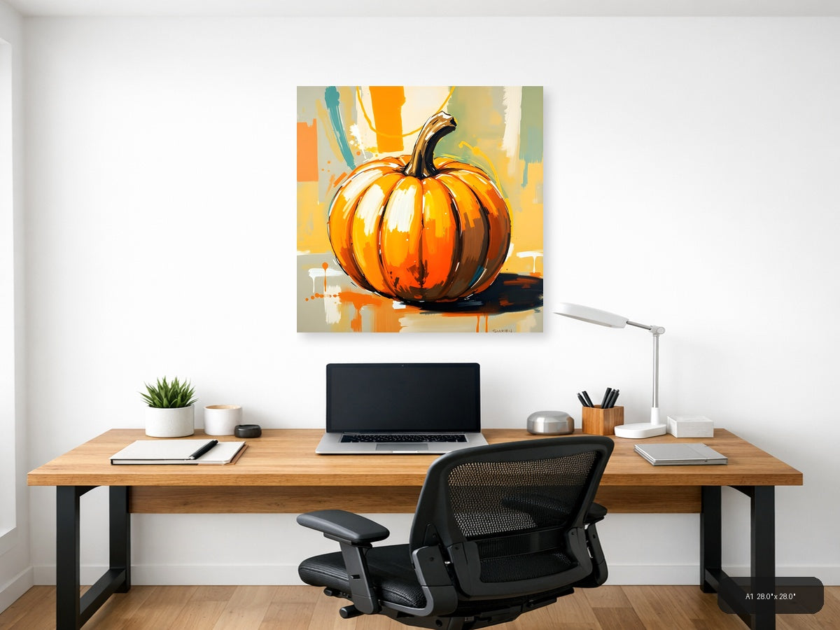 Abstract Orange Pumpkin Modern Painting Wall Art — A1 / Office