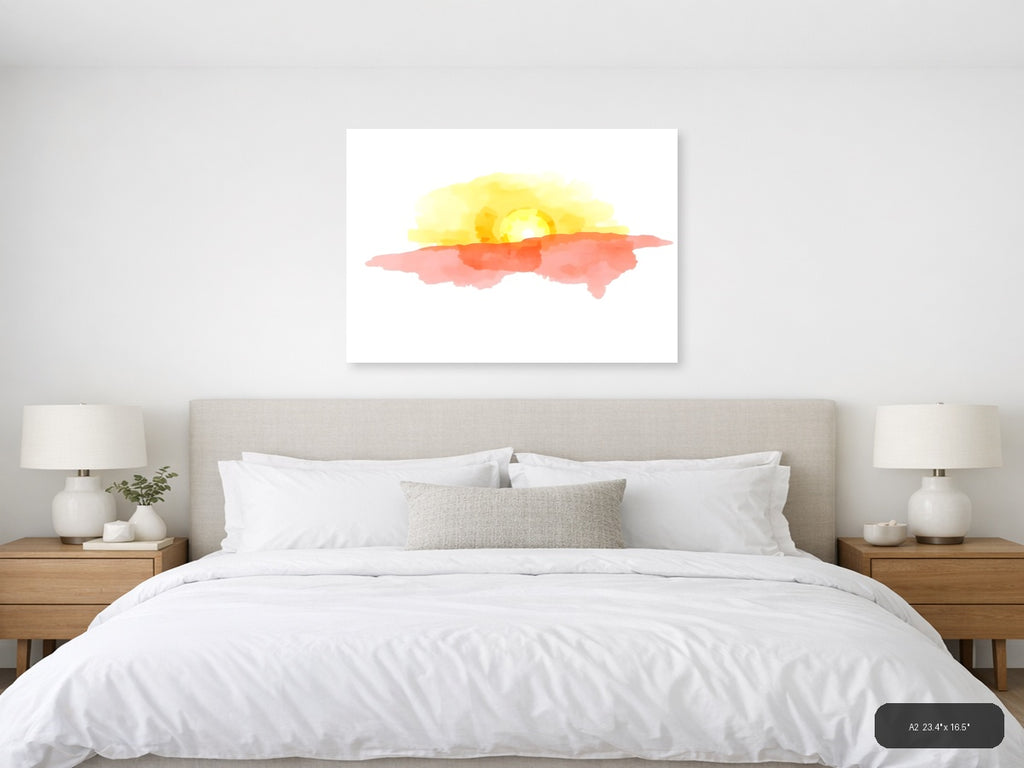 Sunrise Desert Landscape Watercolor Wall Art — A2 / Bedroom