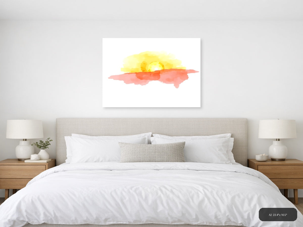 Sunrise Desert Landscape Watercolor Wall Art — A2 / Bedroom