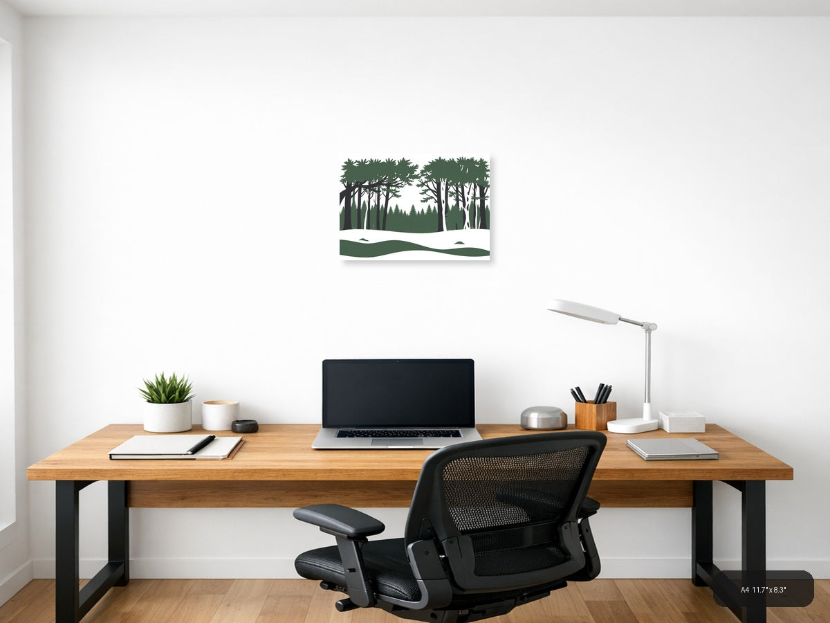 Minimalist Forest Landscape Winter Snow Wall Art — A4 / Office