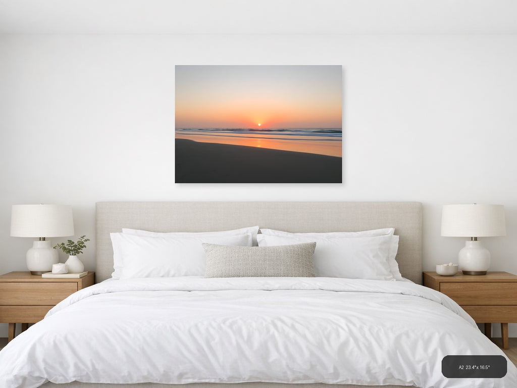 Minimalist Ocean Sunrise Beach Landscape Wall Art — A2 / Bedroom