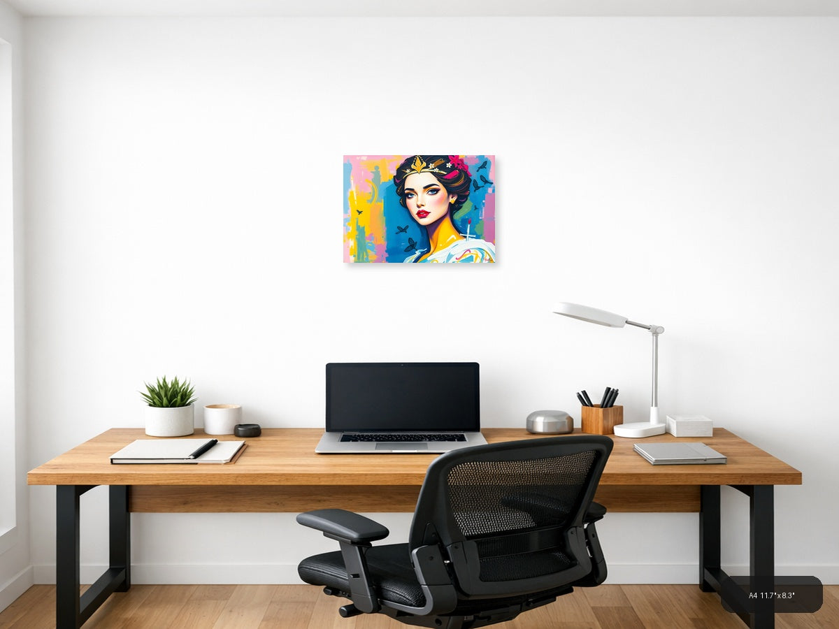 Colorful Pop Art Woman Portrait Abstract Wall Art — A4 / Office