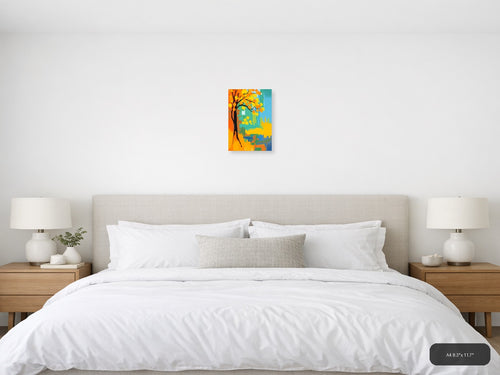 Abstract Autumn Tree with Golden Leaves Wall Art — A4 / Bedroom