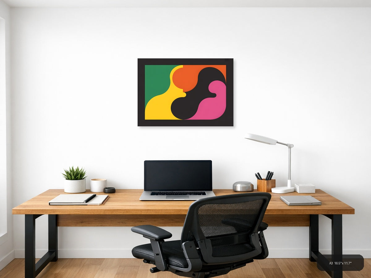 Abstract Geometric Faces Colorful Modern Wall Art — A3 / Office