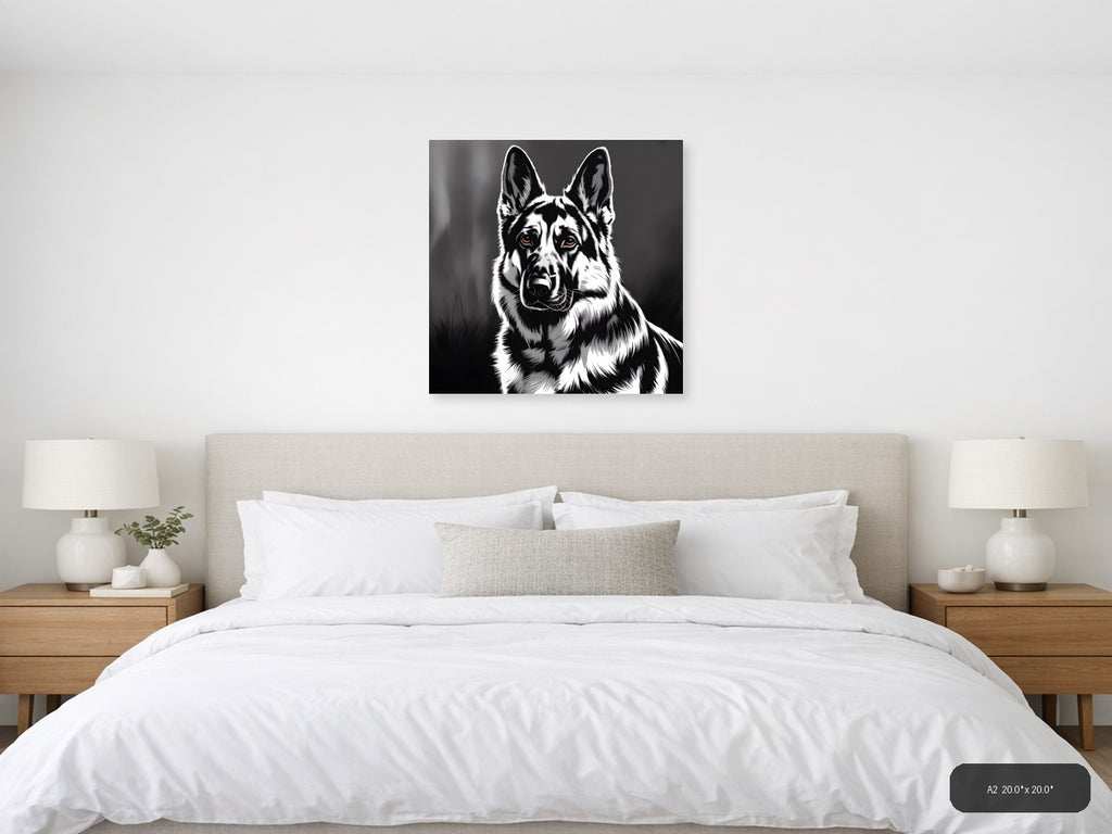 Black and White Corgi Portrait Photography Wall Art — A2 / Bedroom