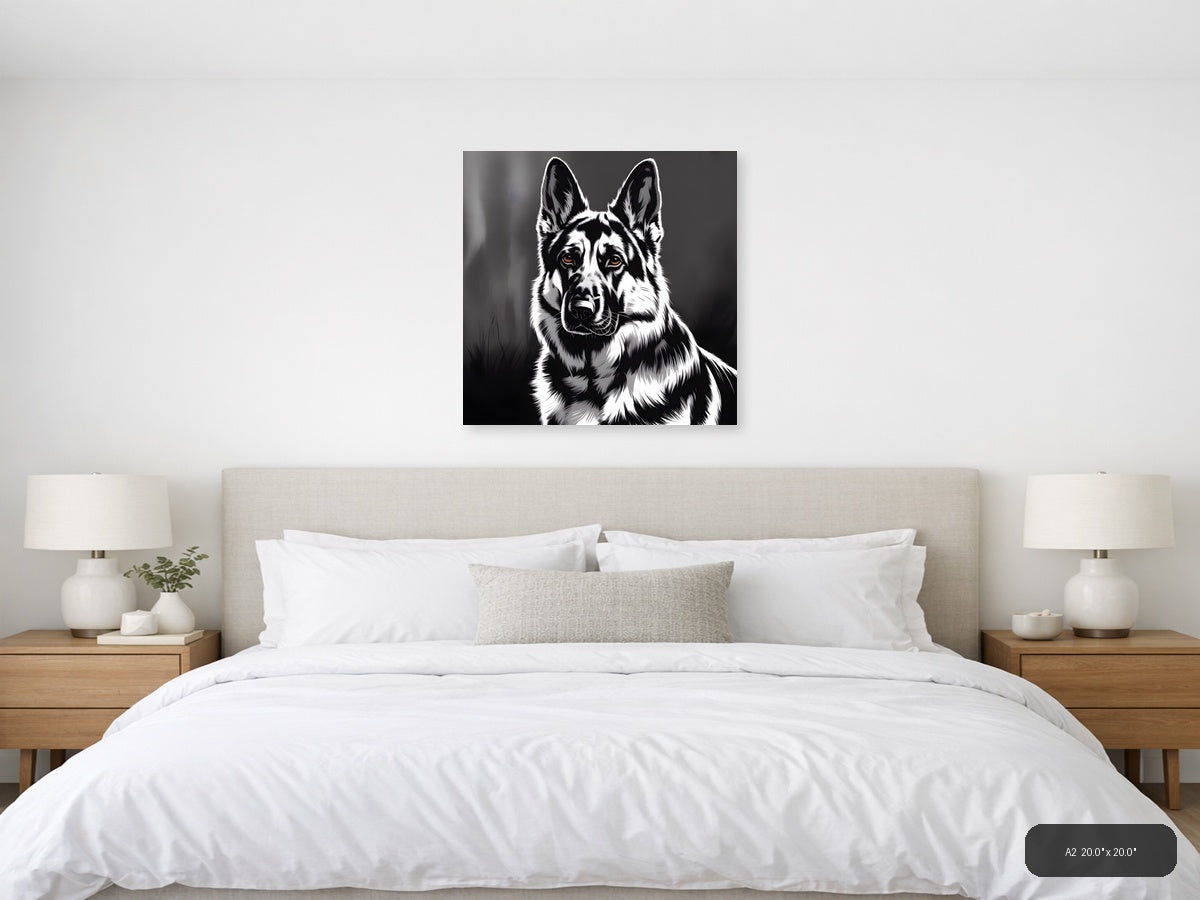 Black and White Corgi Portrait Photography Wall Art — A2 / Bedroom