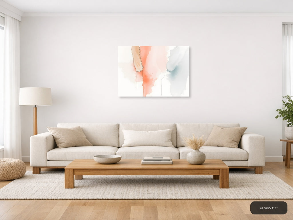 Abstract Watercolor Map Landscape Wall Art — A3 / Living Room