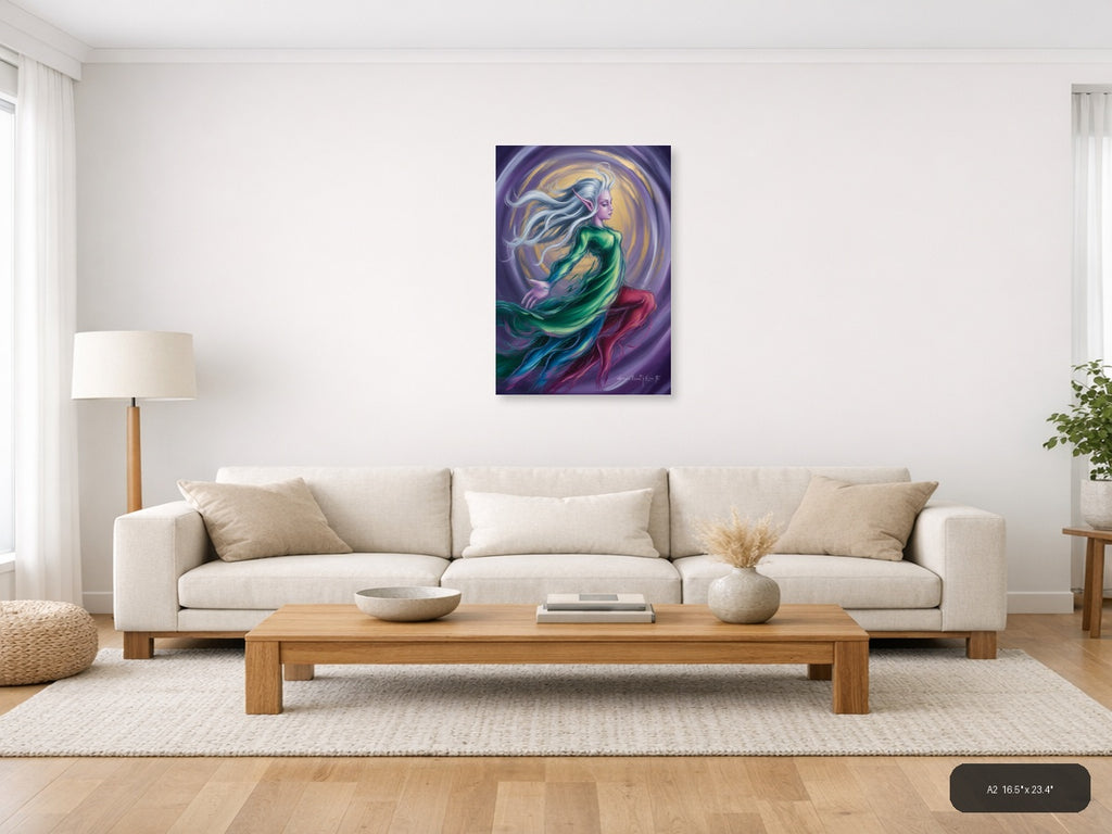 Abstract Ethereal Woman with Flowing Hair Portrait Wall Art — A2 / Living Room