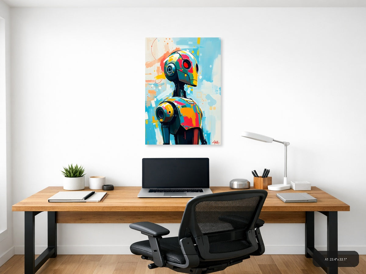 Colorful Robot Head Abstract Portrait Wall Art — A1 / Office