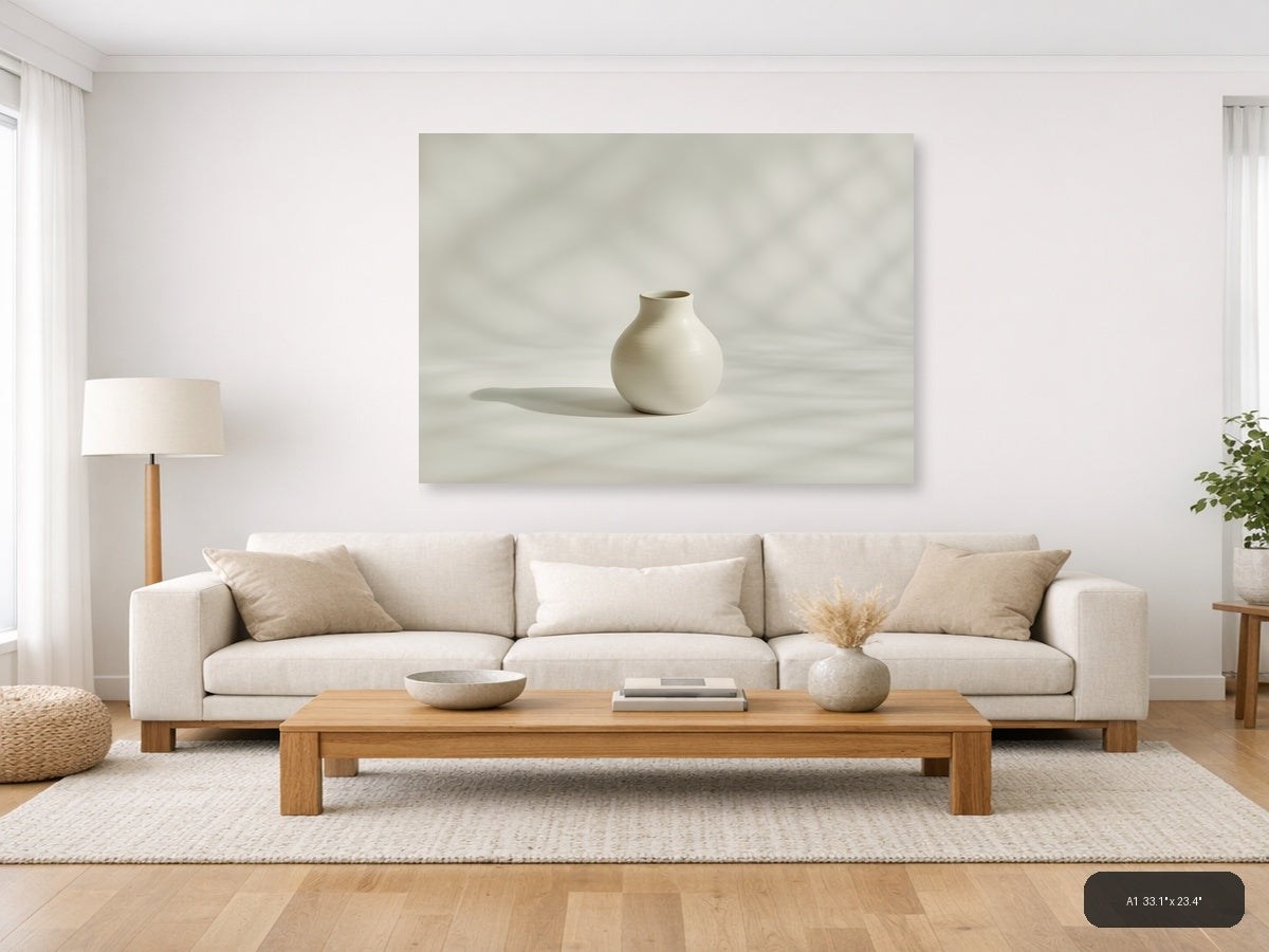 Minimalist White Ceramic Vase Still Life Wall Art — A1 / Living Room