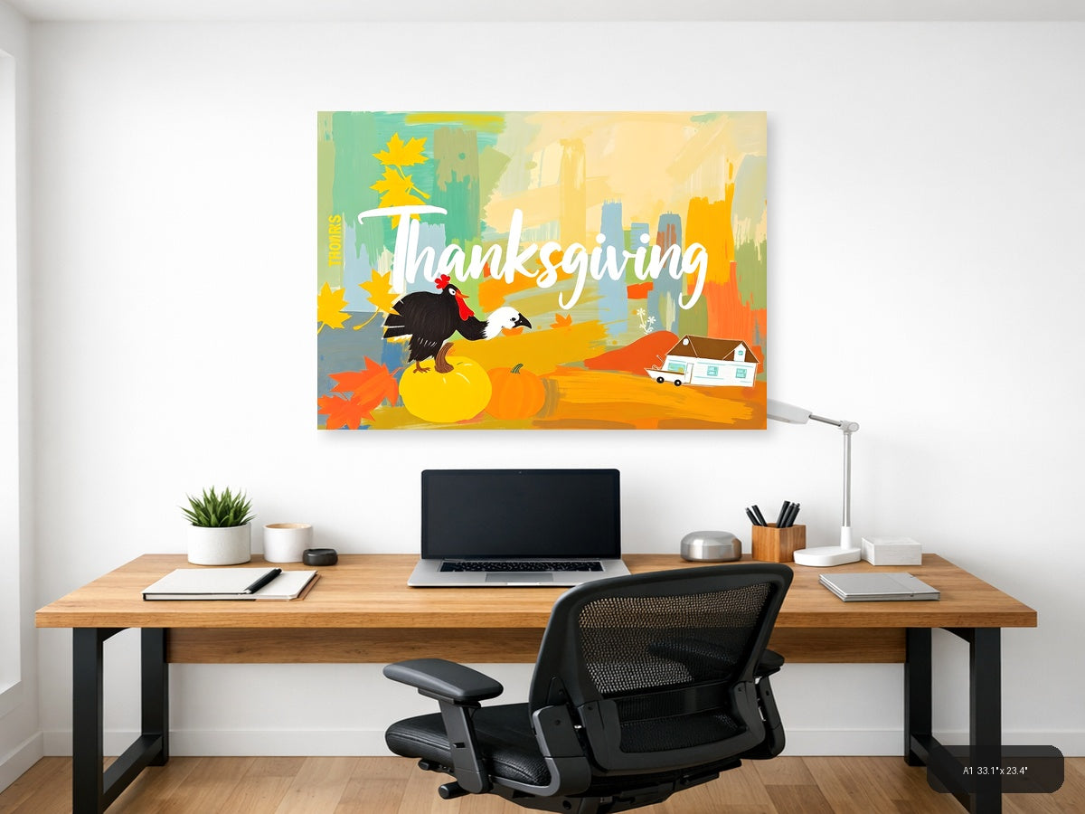 Thanksgiving Turkey Abstract Cityscape Wall Art — A1 / Office
