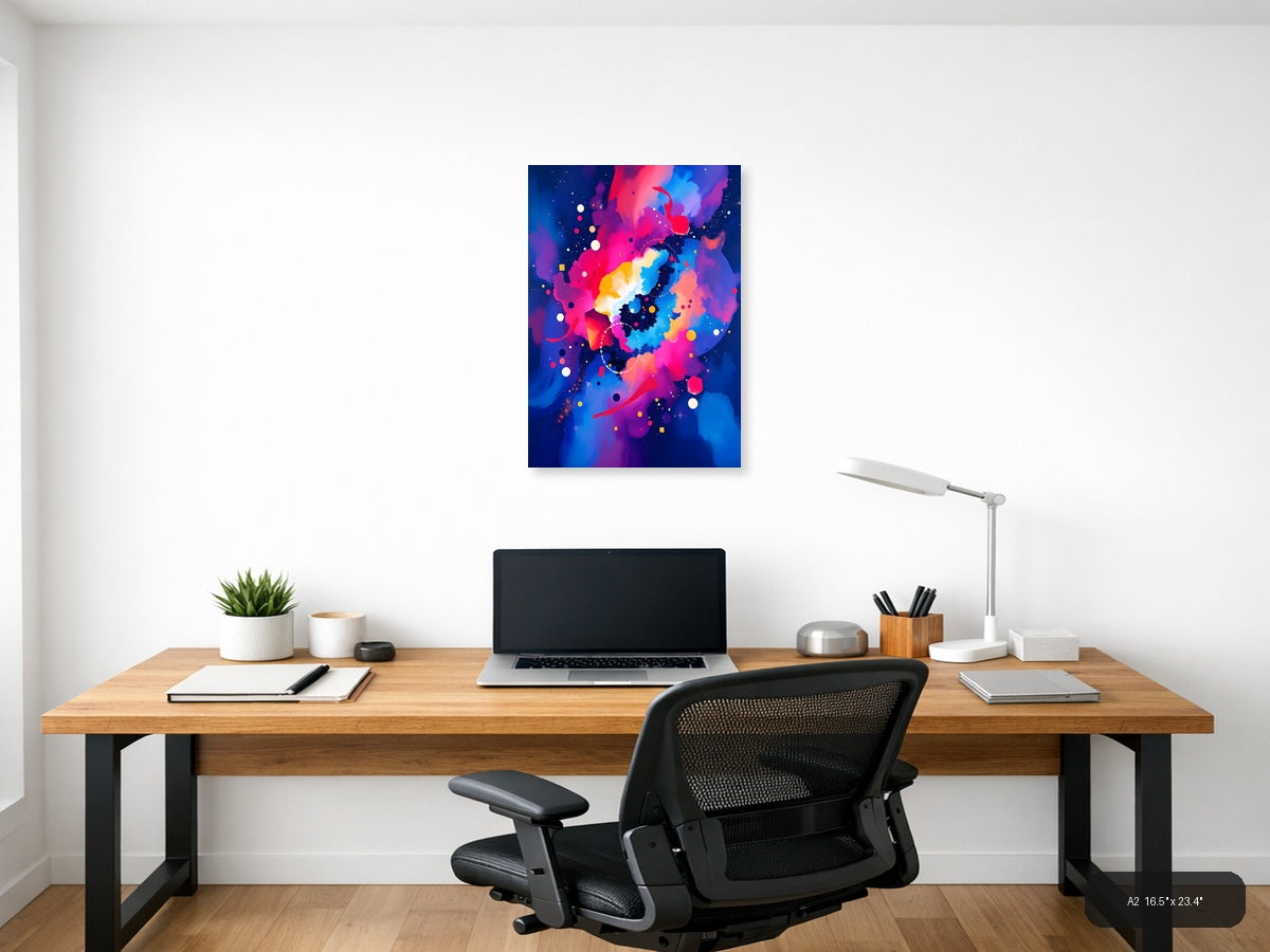Vibrant Abstract Neon Galaxy Map Wall Art — A2 / Office