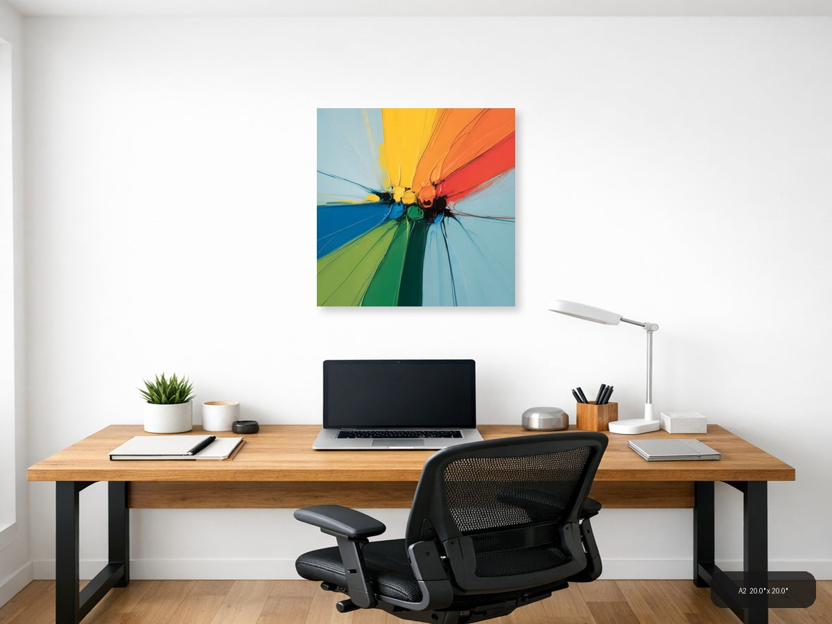 Rainbow Burst Abstract Modern Colorful Wall Art — A2 / Office