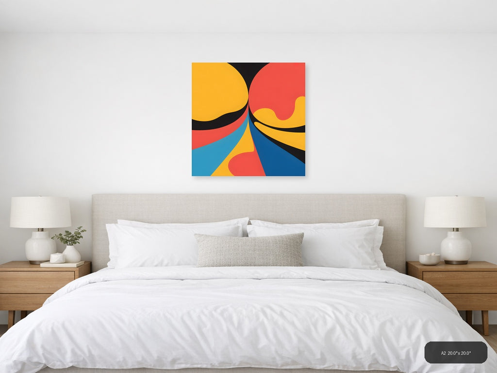 Abstract Geometric Waves Colorful Modern Wall Art — A2 / Bedroom