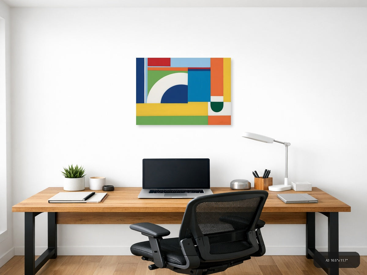 Colorful Abstract Geometric Shapes Modern Wall Art — A3 / Office