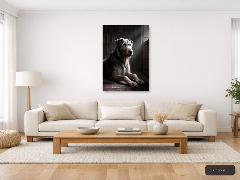 Dignified Dog Portrait in Library - Photography Wall Art — A1 / Living Room