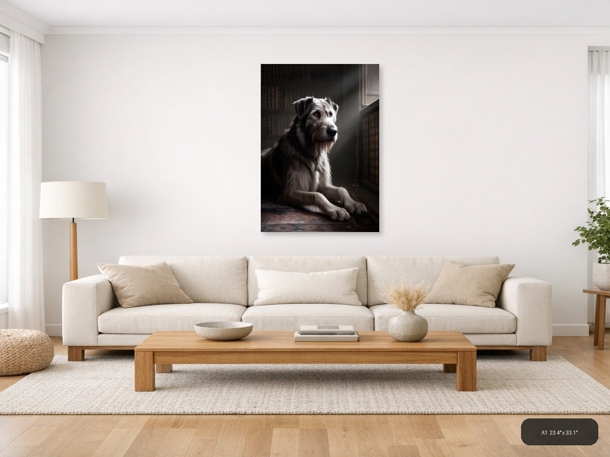 Dignified Dog Portrait in Library - Photography Wall Art — A1 / Living Room