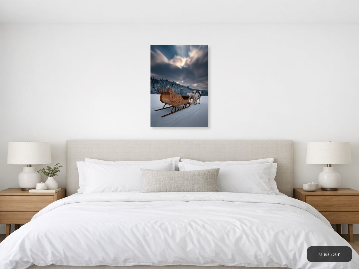 Santa's Sleigh Winter Forest Snow Photography Wall Art — A2 / Bedroom