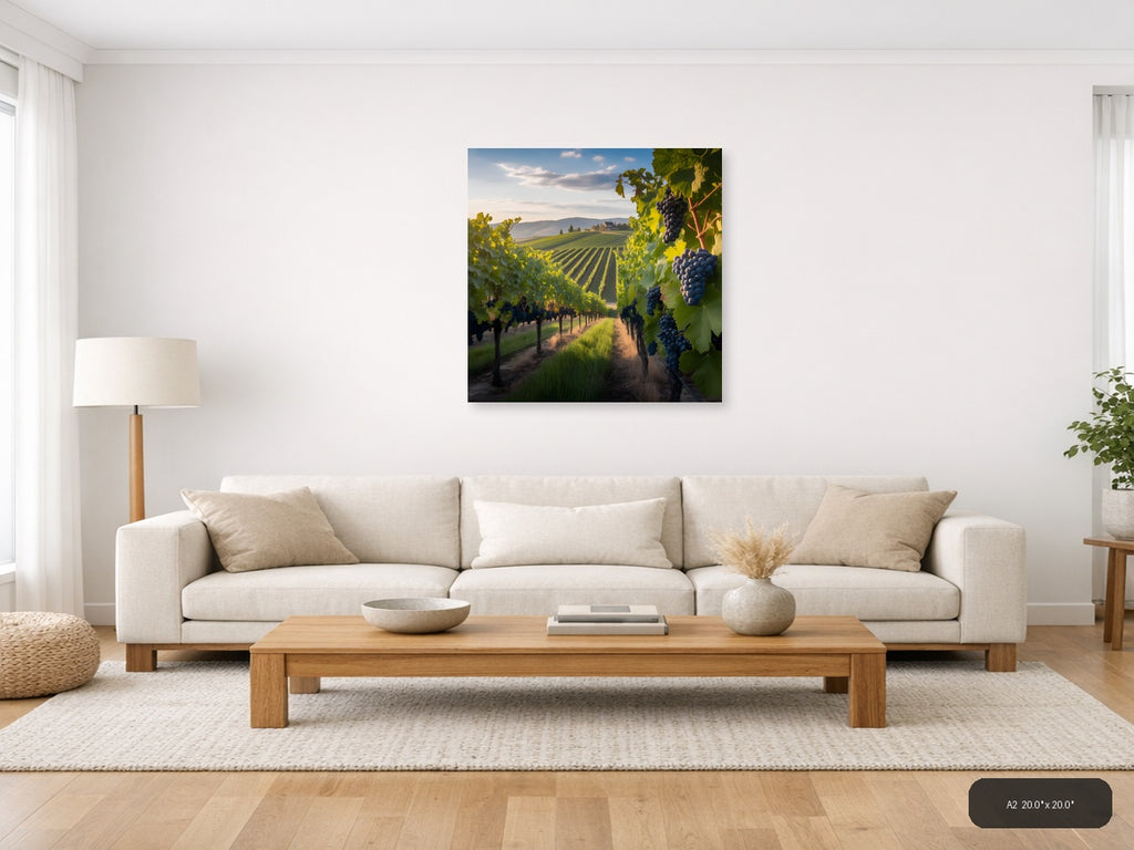 Tuscan Vineyard Sunset Photography Wall Art — A2 / Living Room