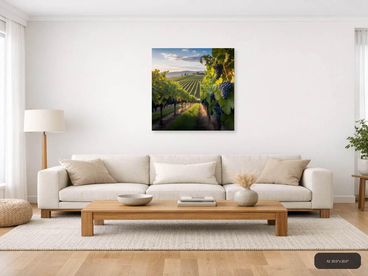Tuscan Vineyard Sunset Photography Wall Art — A2 / Living Room