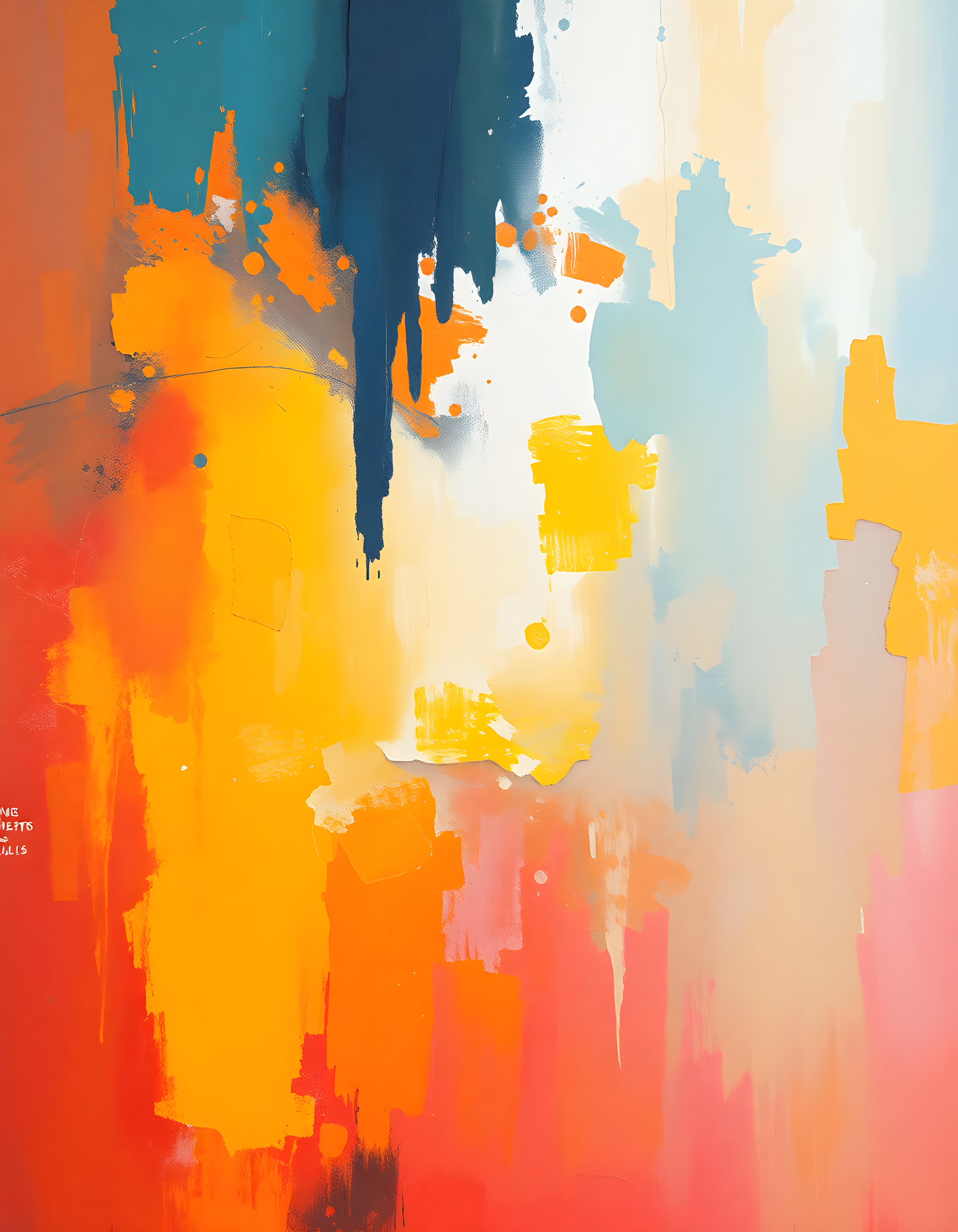 Abstract Gradient Splash Modern Orange Blue Wall Art