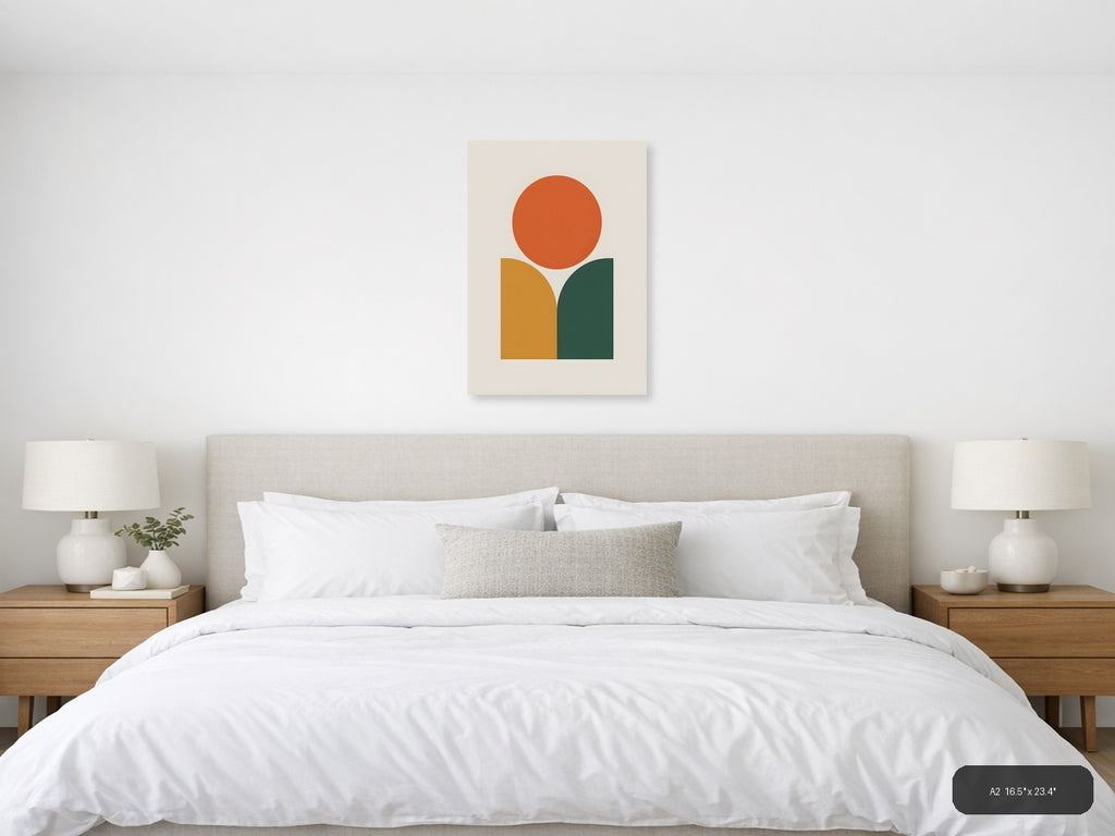 Minimalist Geometric Circle and Arch Wall Art — A2 / Bedroom