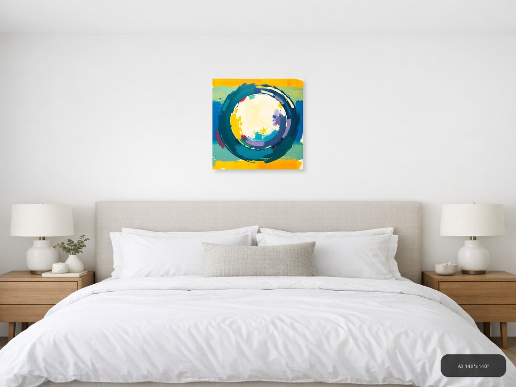 Colorful Abstract Circle with Star - Modern Wall Art — A3 / Bedroom