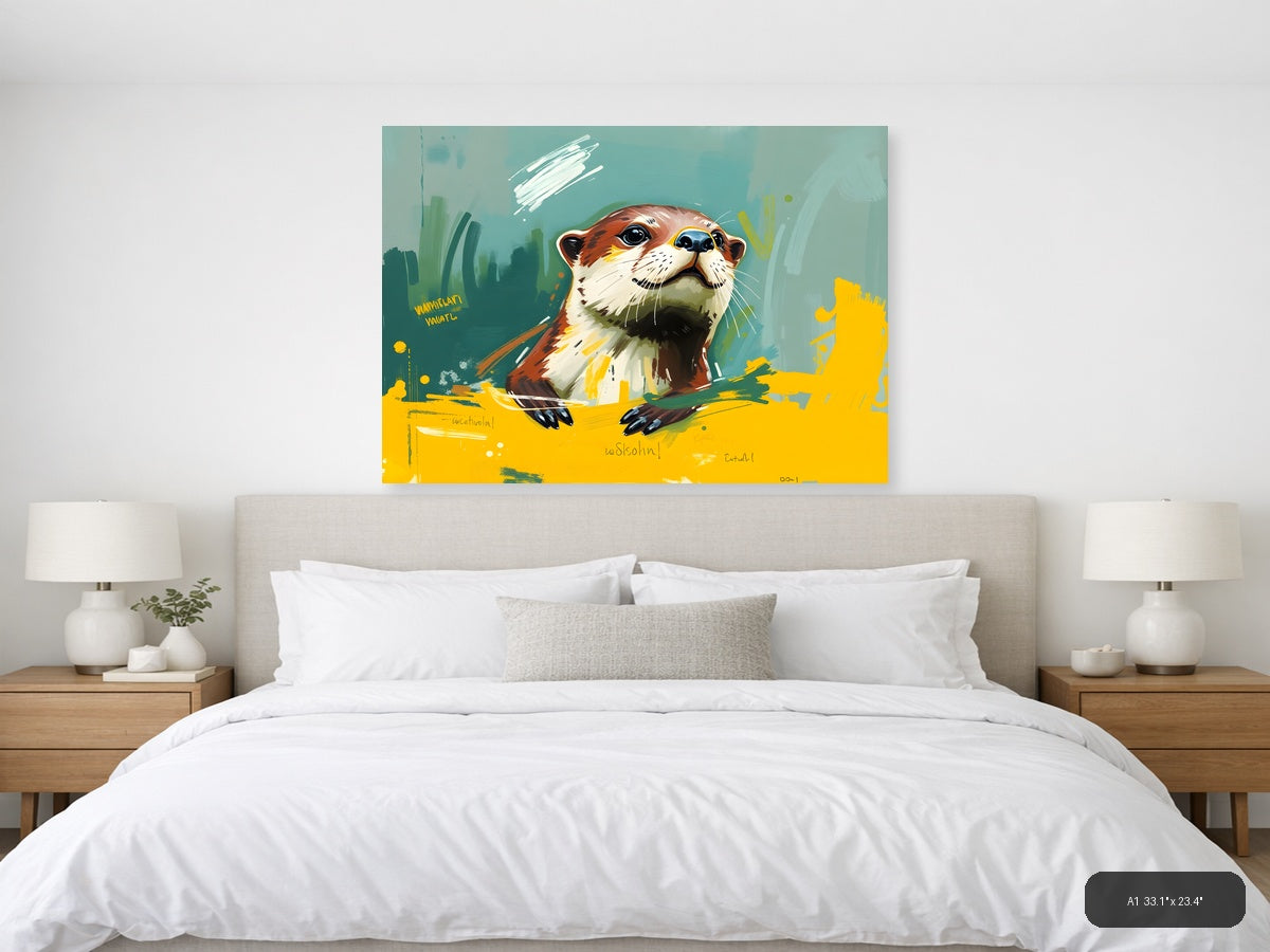 Colorful Otter Abstract Portrait Wall Art — A1 / Bedroom
