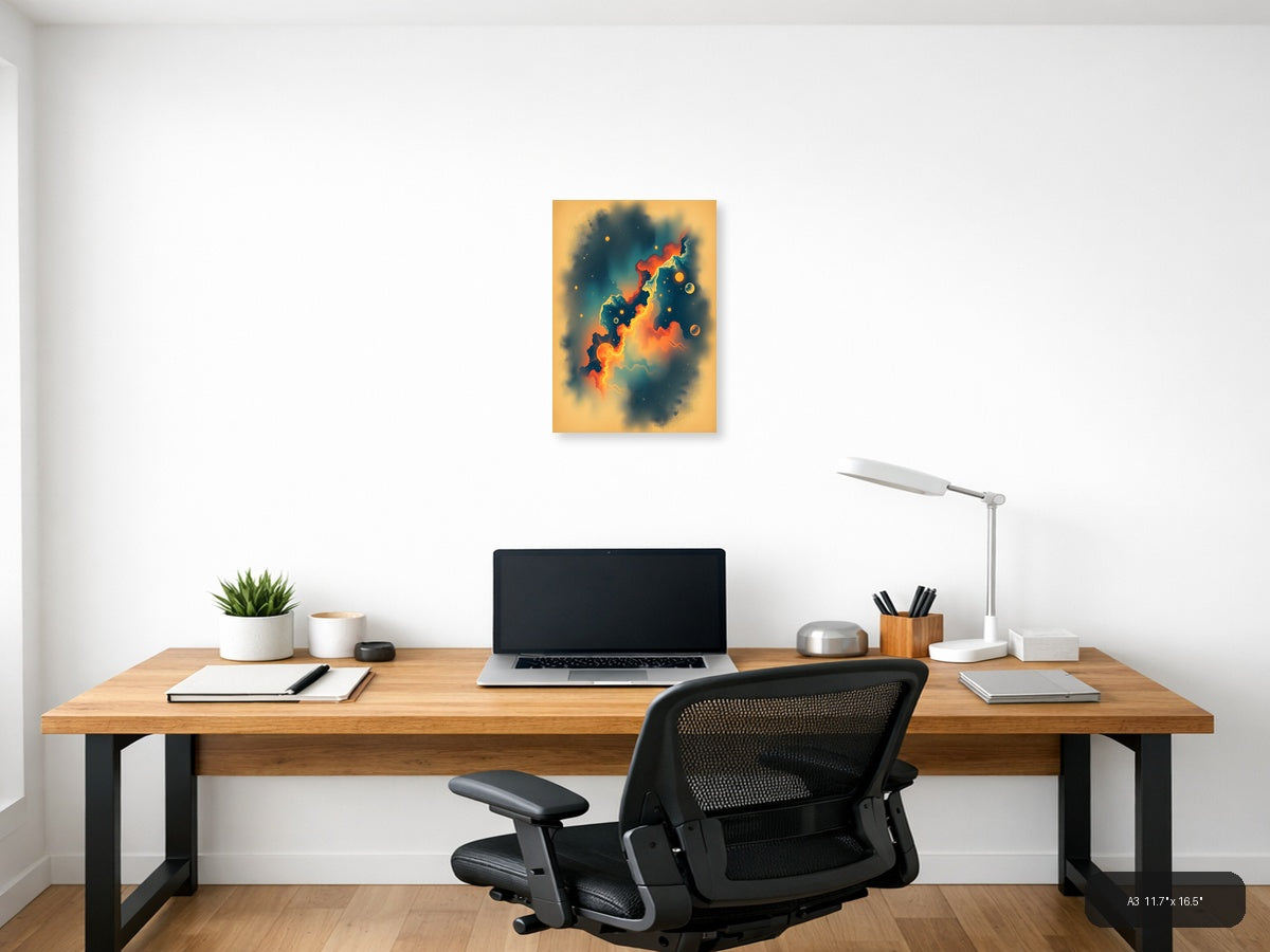 Vintage Cosmic Volcano Fantasy - Portrait Wall Art — A3 / Office