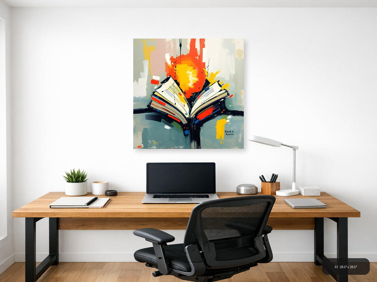 Abstract Open Book with Colorful Splashes Wall Art — A1 / Office