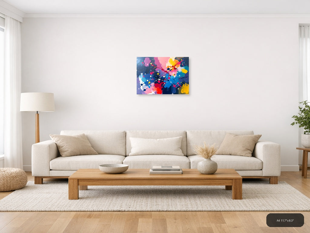 Colorful Abstract Network Constellation Wall Art — A4 / Living Room