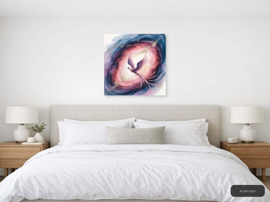 Mystical Phoenix Rising Watercolor Wall Art — A2 / Bedroom
