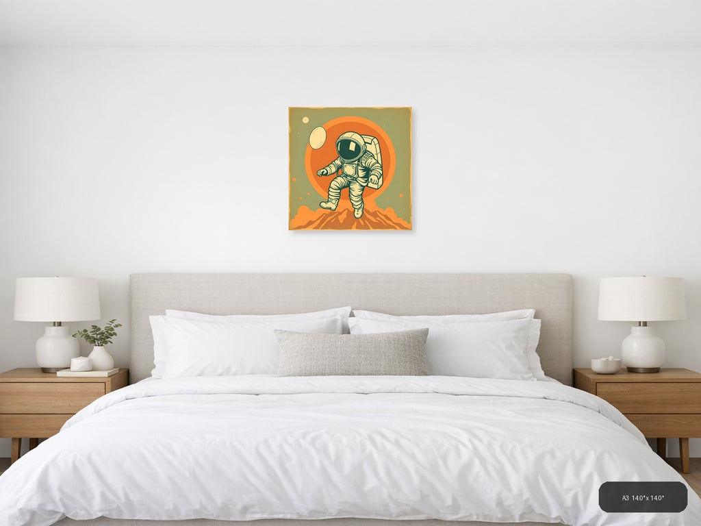 Vintage Astronaut on Mars - Retro Space Wall Art — A3 / Bedroom