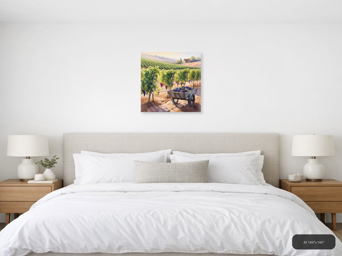 Vineyard Harvest Watercolor Wall Art — A3 / Bedroom