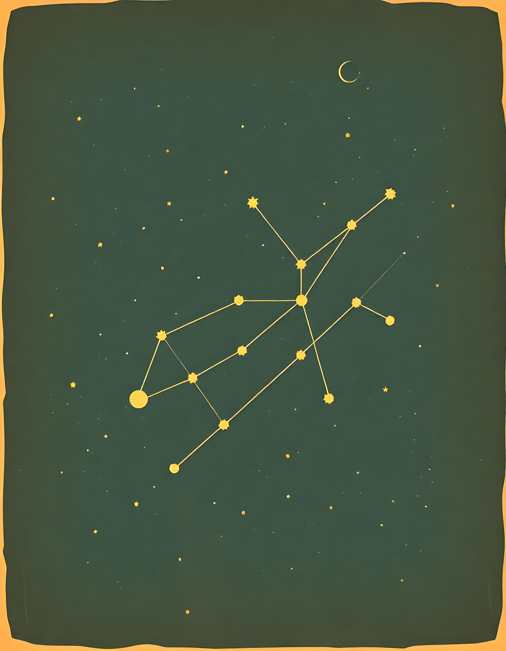 Vintage Constellation Map Night Sky Moon Wall Art