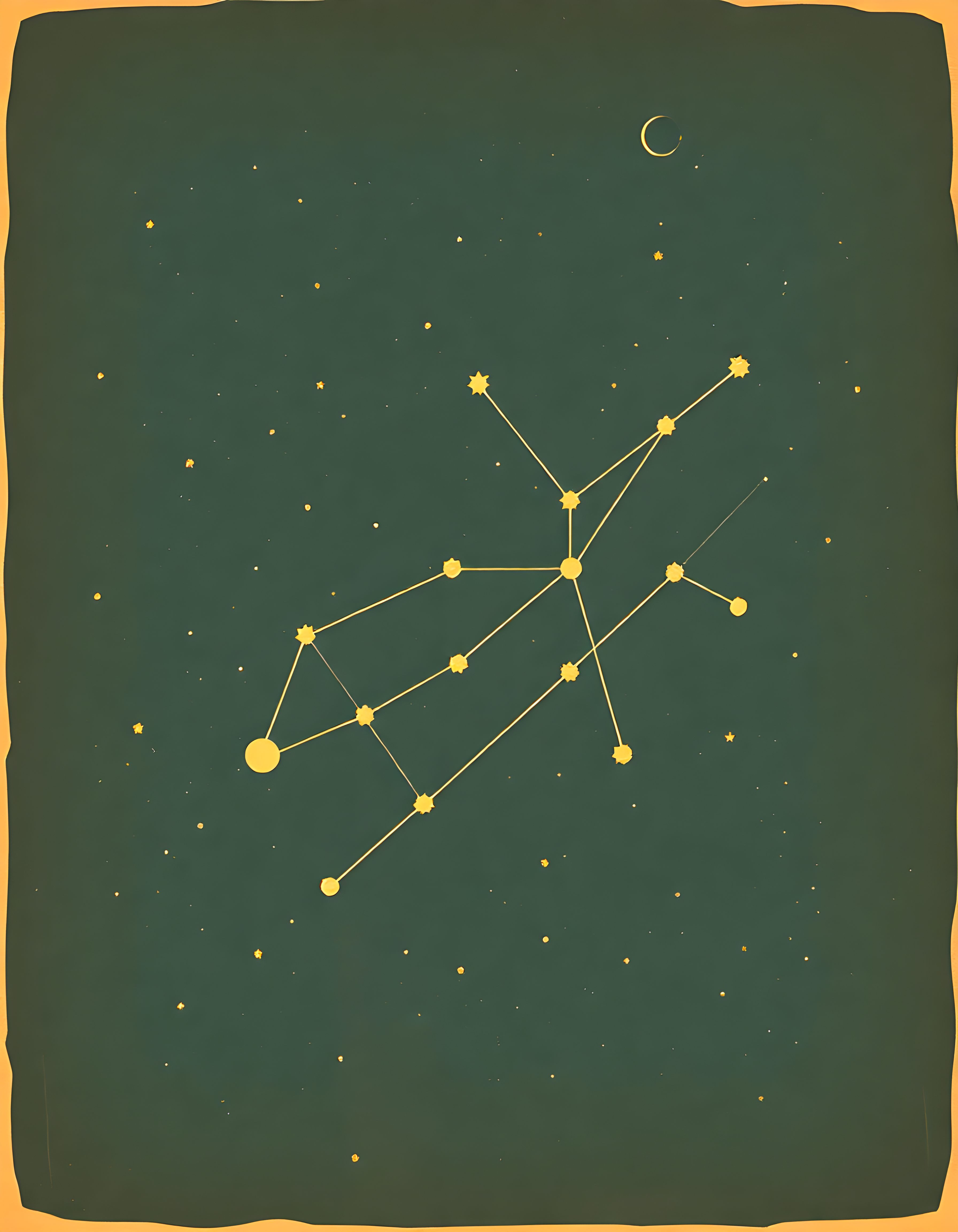 Vintage Constellation Map Night Sky Moon Wall Art
