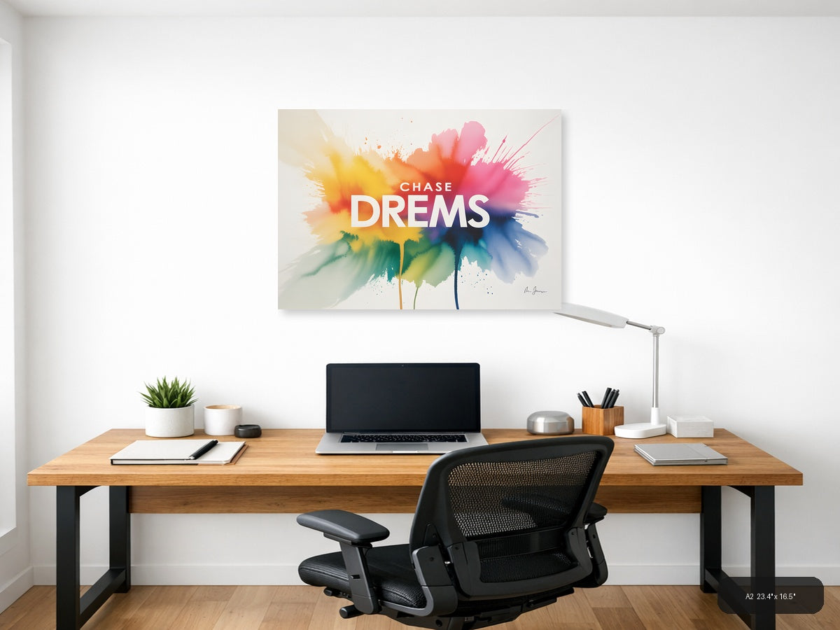 Chase Dreams Watercolor Flower Wall Art — A2 / Office