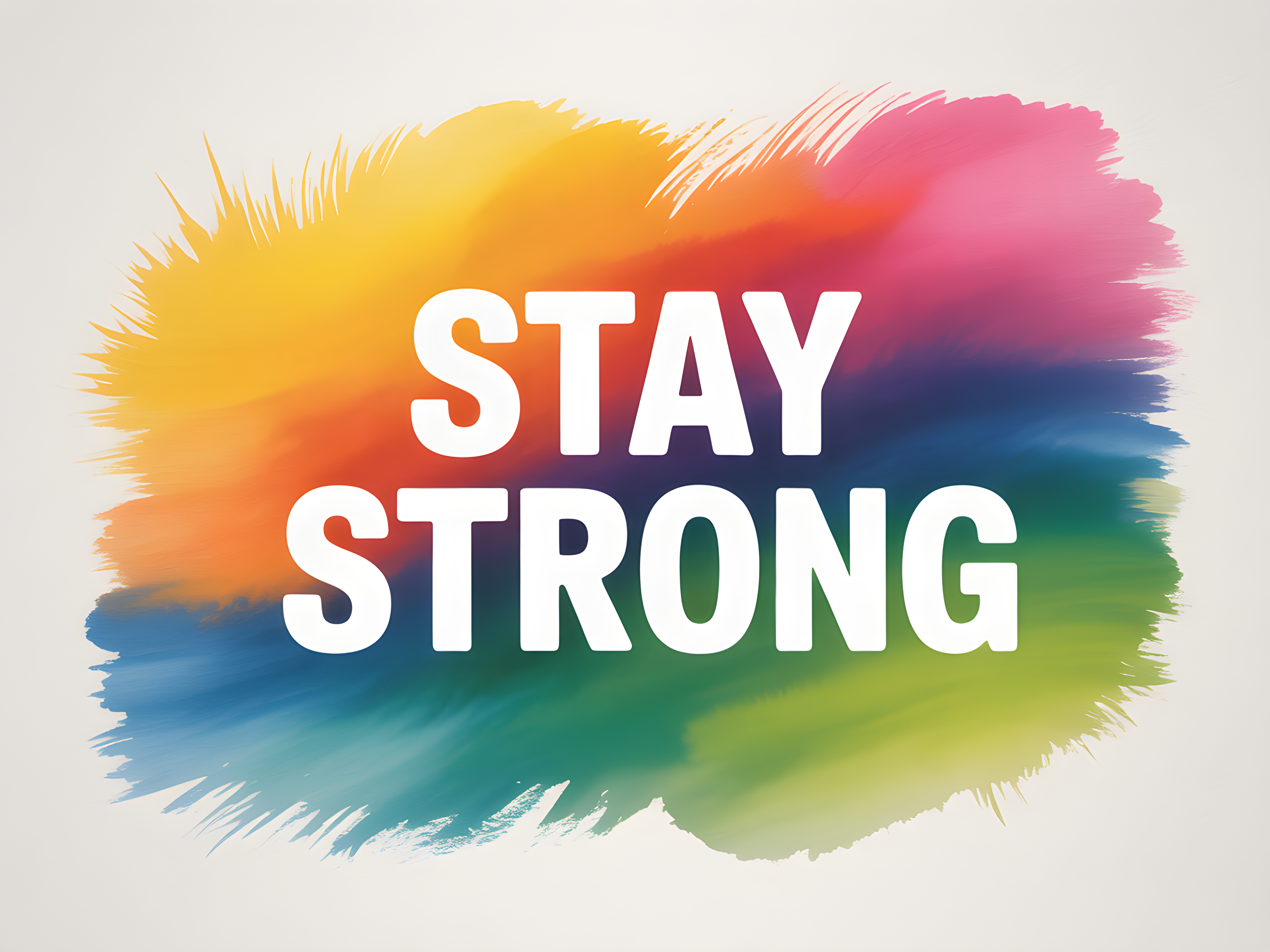 Stay Strong Watercolor Rainbow Gradient Wall Art