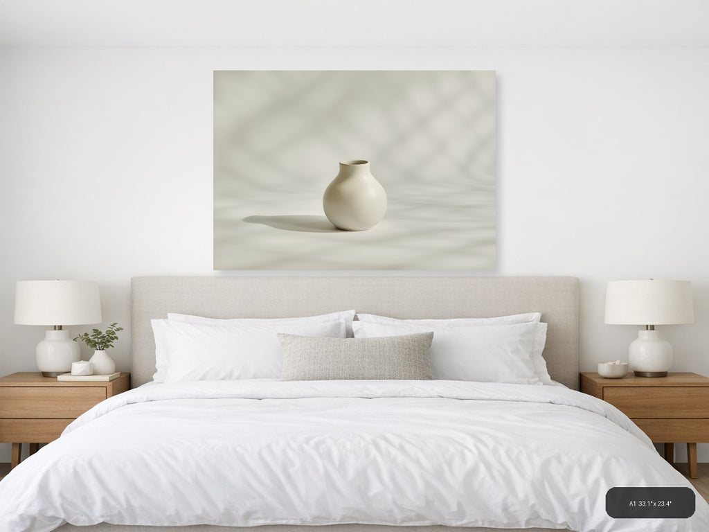 Minimalist White Ceramic Vase Still Life Wall Art — A1 / Bedroom