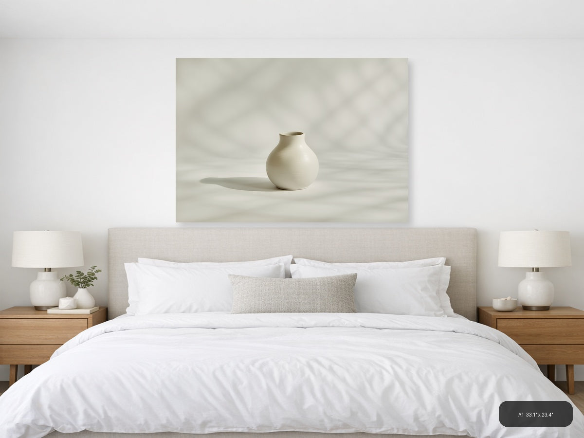 Minimalist White Ceramic Vase Still Life Wall Art — A1 / Bedroom