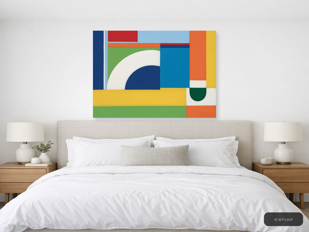 Colorful Abstract Geometric Shapes Modern Wall Art — A1 / Bedroom