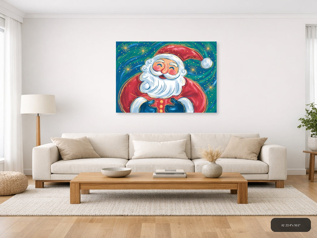 Jolly Santa Claus Abstract Colorful Wall Art — A2 / Living Room