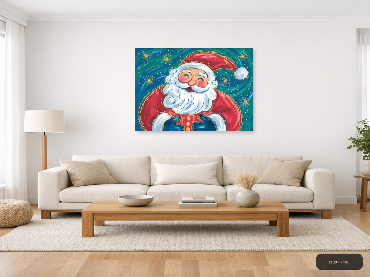 Jolly Santa Claus Abstract Colorful Wall Art — A2 / Living Room