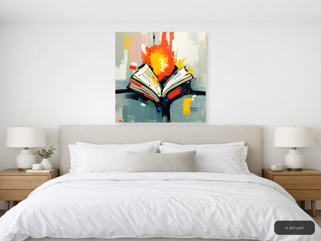 Abstract Open Book with Colorful Splashes Wall Art — A1 / Bedroom