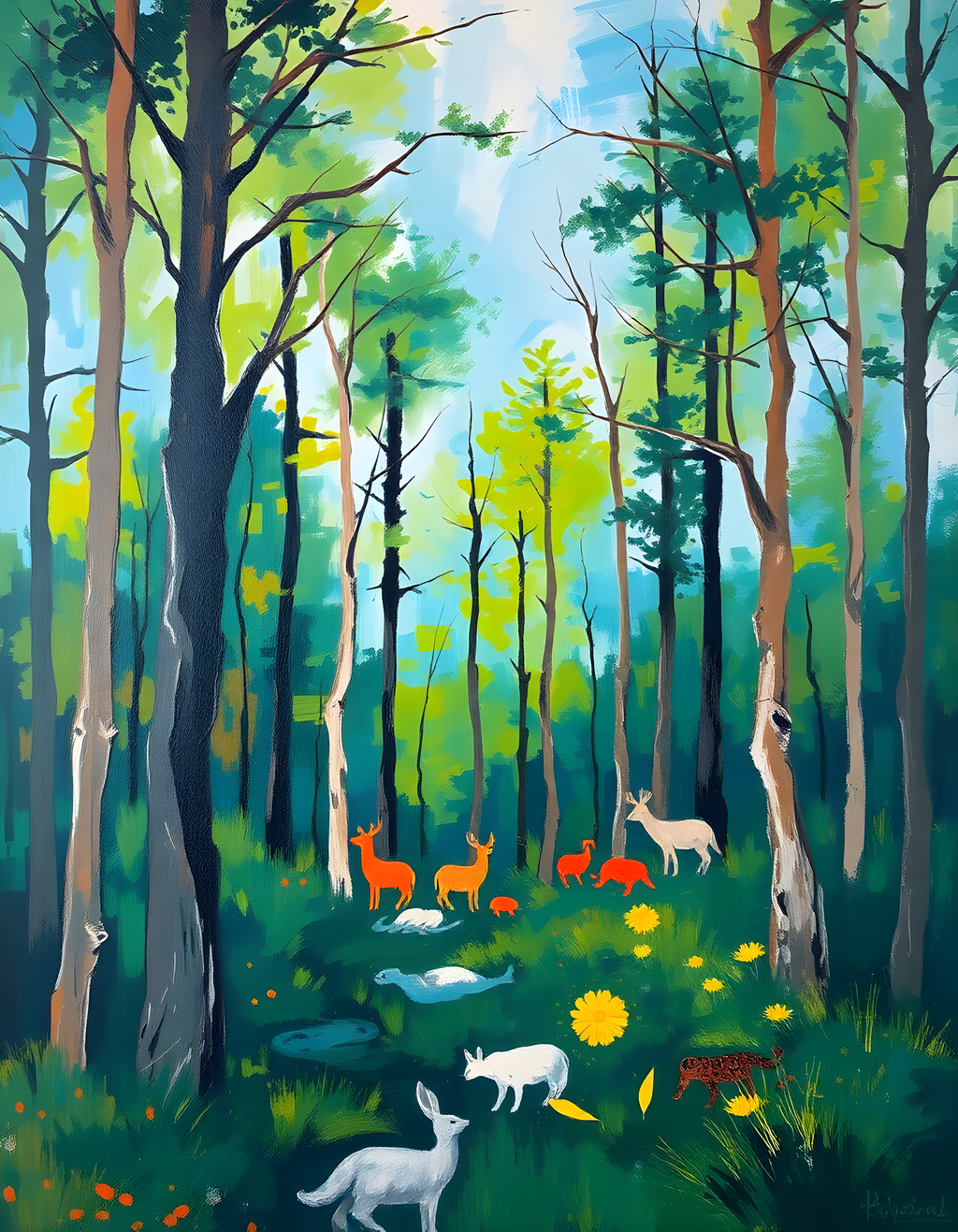 Forest Wildlife Abstract Portrait Wall Art